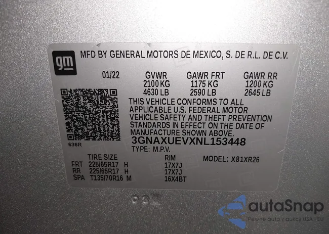 3GNAXUEVXNL153448: 42321738