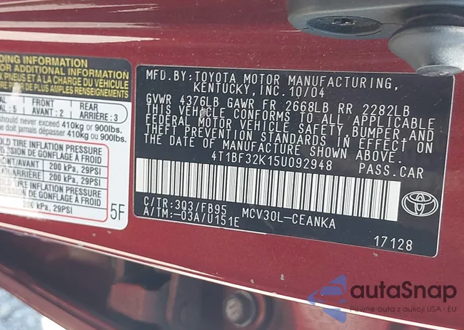 4T1BF32K15U092948: 42321739