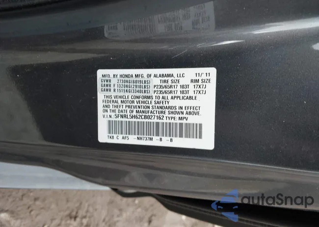 5FNRL5H62CB027162: 42321740