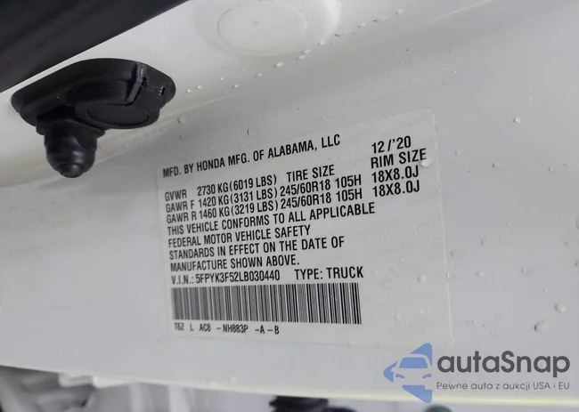 5FPYK3F52LB030440: 42321758