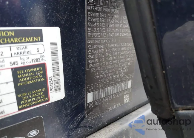 SALRRBBV4HA042543: 42321768