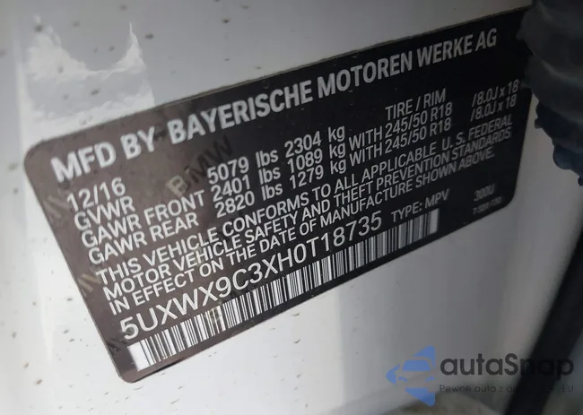 5UXWX9C3XH0T18735: 42320901