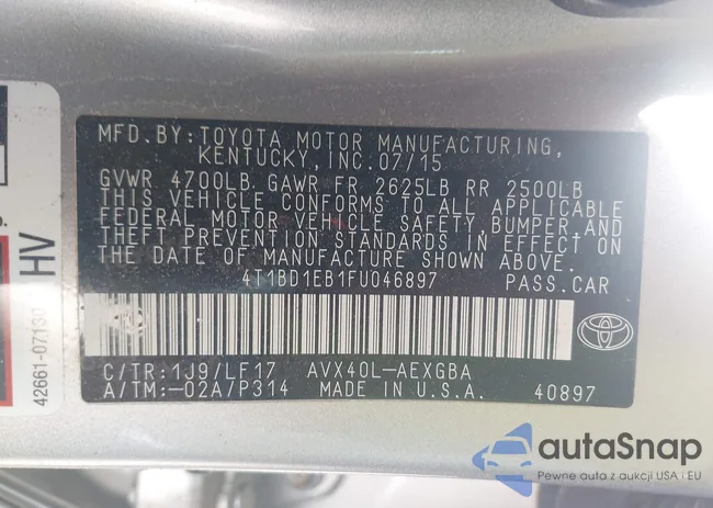 4T1BD1EB1FU046897: 42321011