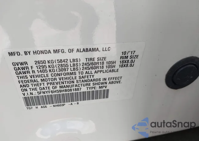 5FNYF6H59HB081887: 42321068