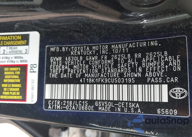 4T1BK1FK9CU503195: 42321137