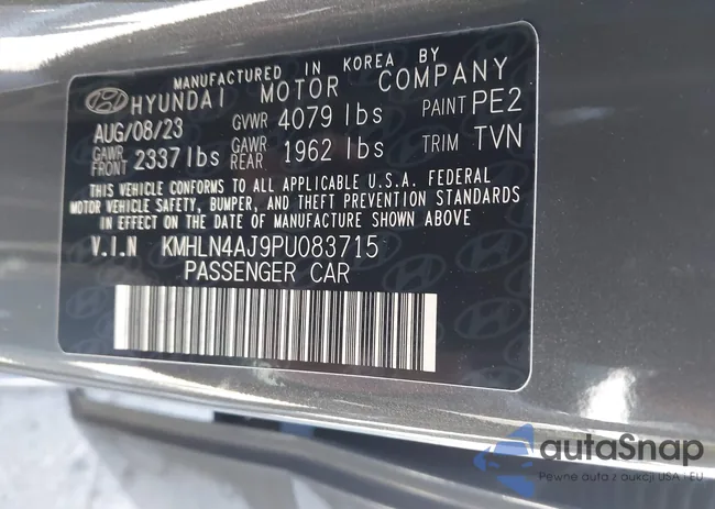 KMHLN4AJ9PU083715: 42322323