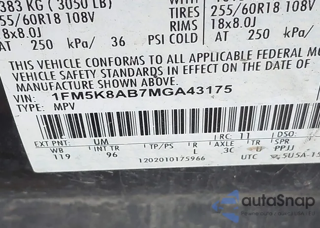 1FM5K8AB7MGA43175: 42322326