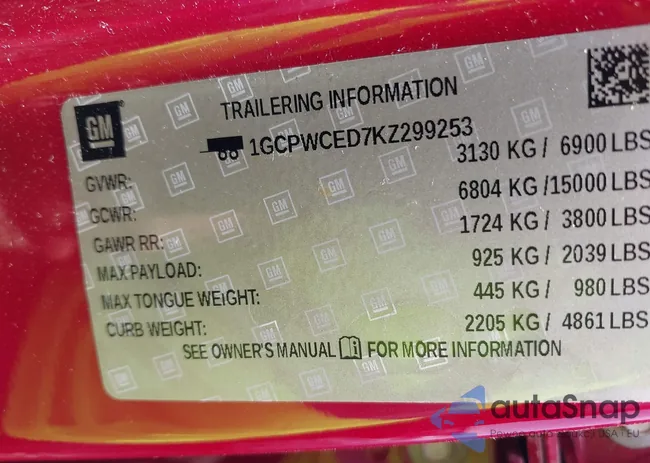 1GCPWCED7KZ299253: 42322388