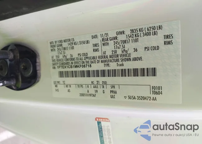 1FTEX1CB1MKF08718: 42322390