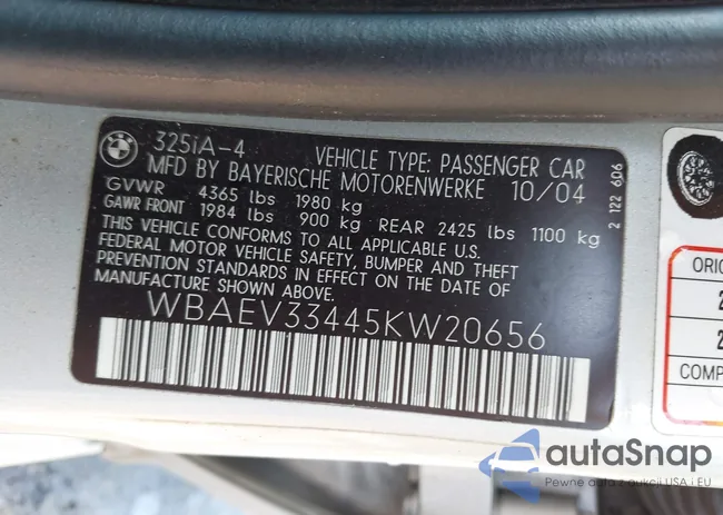 WBAEV33445KW20656: 42322420