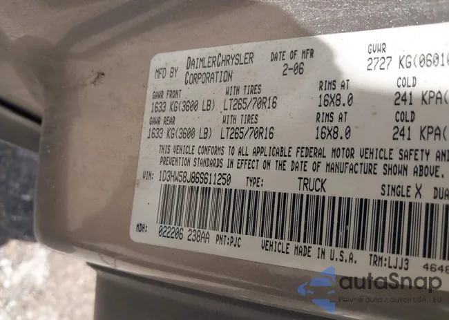 1D3HW58J86S611250: 42322496