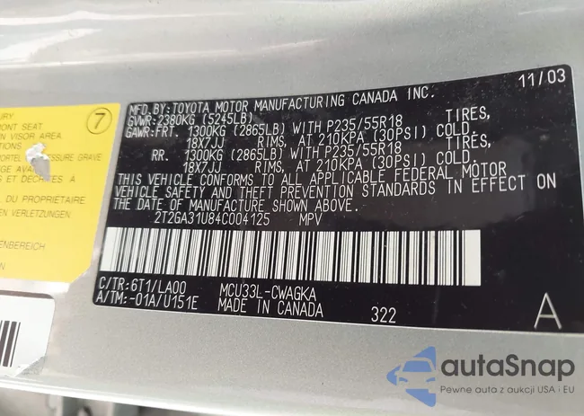 2T2GA31U84C004125: 42322566