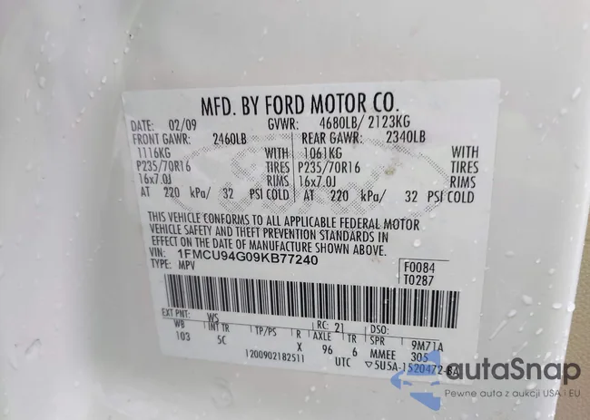 1FMCU94G09KB77240: 42321802