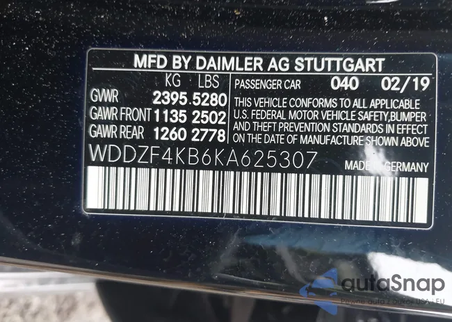 WDDZF4KB6KA625307: 42321921