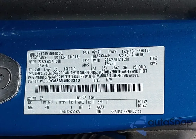 1FMCU0G68MUB08310: 42321964