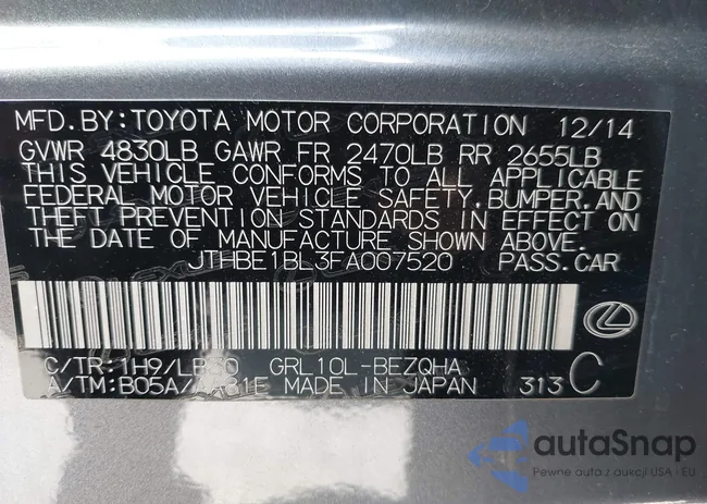 JTHBE1BL3FA007520: 42321976