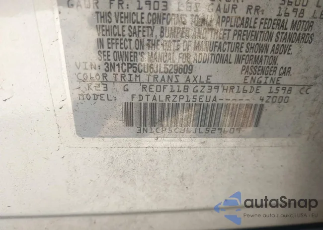 3N1CP5CU6JL529609: 42322003