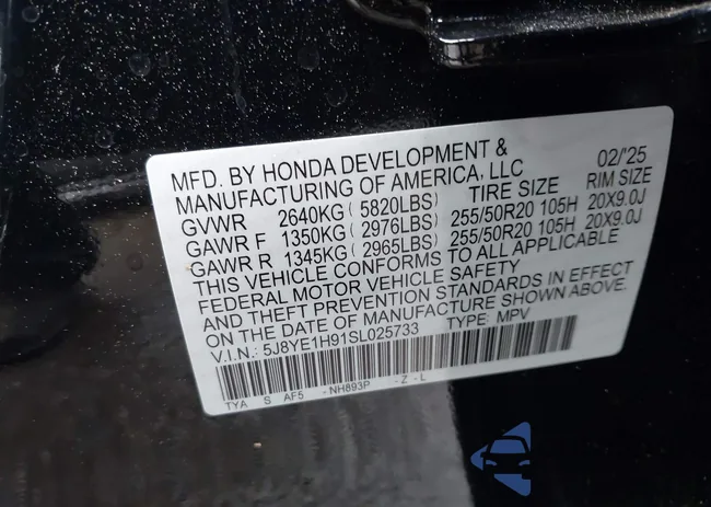 5J8YE1H91SL025733: 42322107