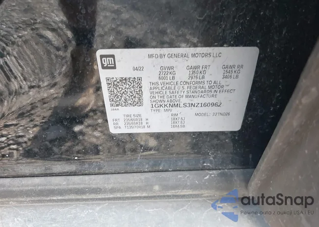 1GKKNMLS3NZ160962: 42323283