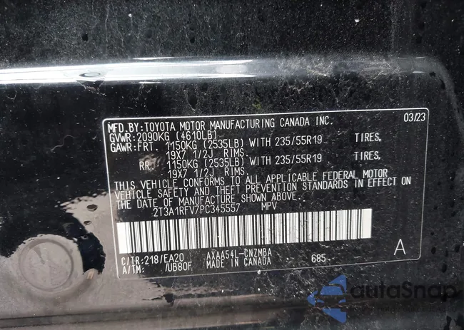 2T3A1RFV7PC345557: 42323620