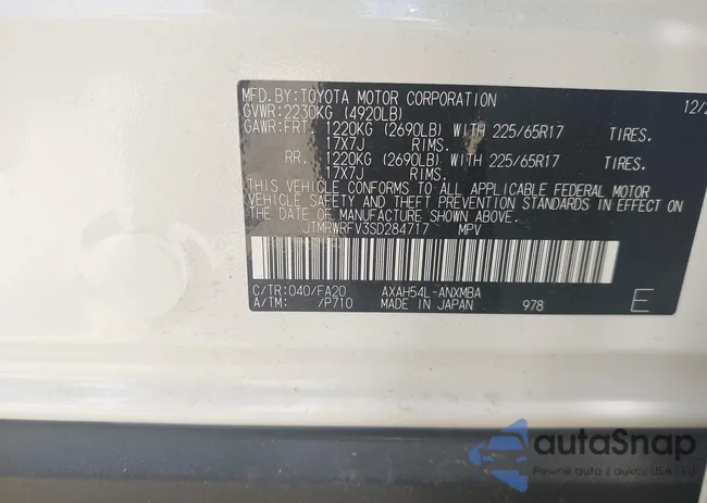 JTMRWRFV3SD284717: 42323745