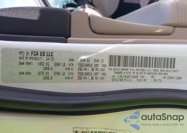 1C4RJFAG4FC156407: 42323012