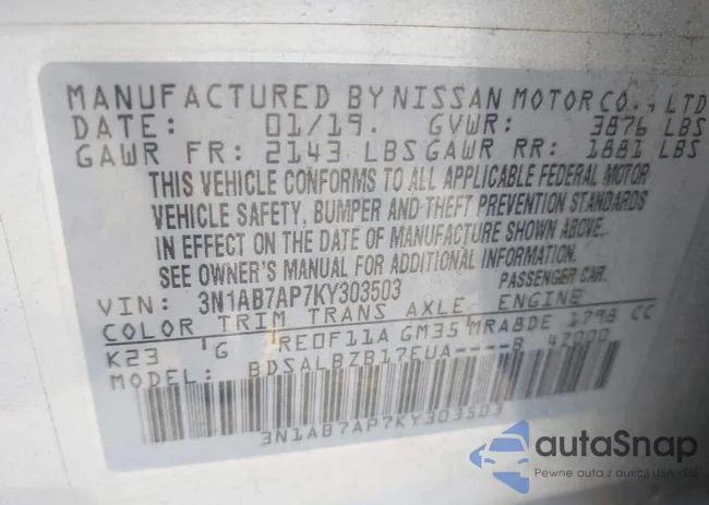 3N1AB7AP7KY303503: 42324238