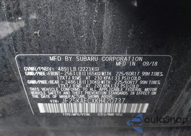 JF2SKAECXKH420737: 42324313