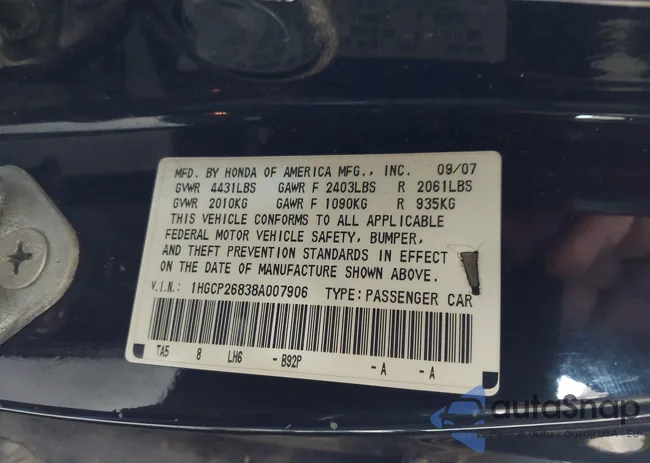 1HGCP26838A007906: 42324418