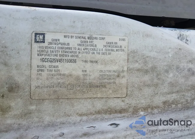 1GCGG25V451190638: 42324482