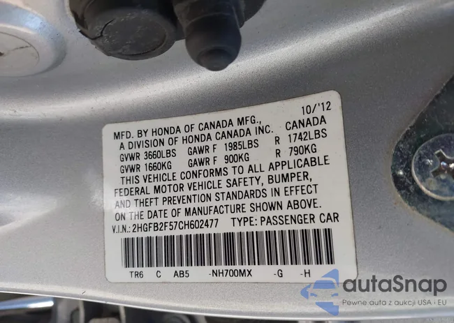 2HGFB2F57CH602477: 42324577