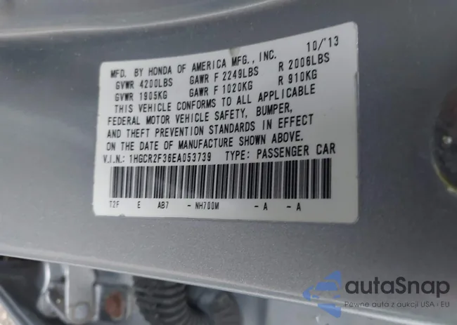 1HGCR2F36EA053739: 42324635