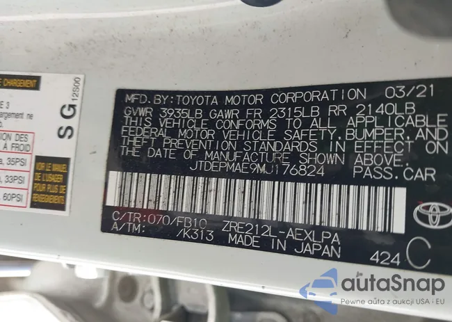 JTDEPMAE9MJ176824: 42323788