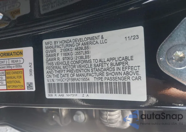 1HGCY2F58RA019554: 42324051