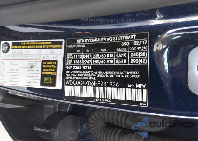 WDC0G4KB6HF231926: 42325233