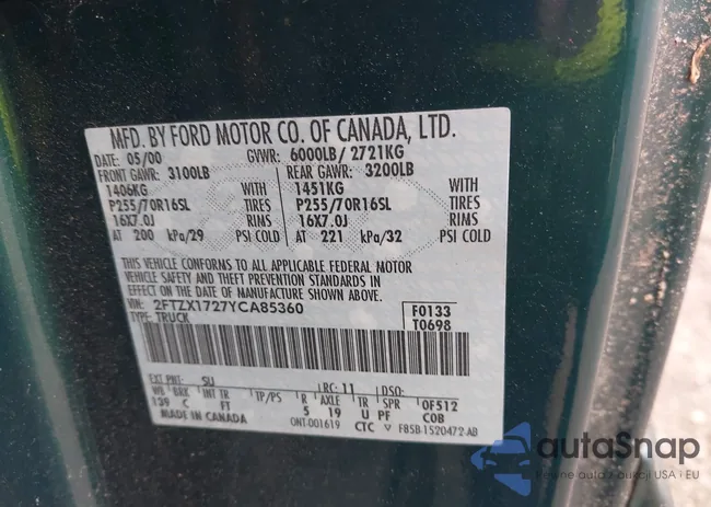 2FTZX1727YCA85360: 42325271