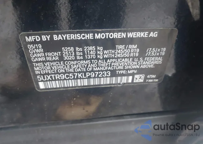 5UXTR9C57KLP97233: 42325338