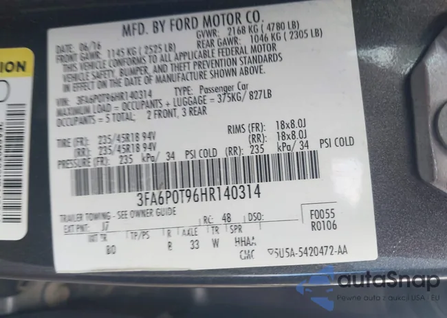 3FA6P0T96HR140314: 42325348