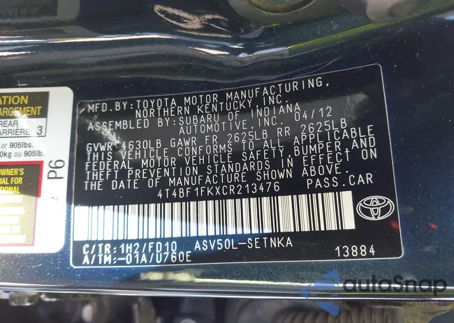 4T4BF1FKXCR213476: 42325493