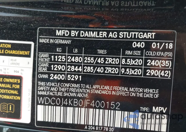 WDC0J4KB0JF400152: 42325513