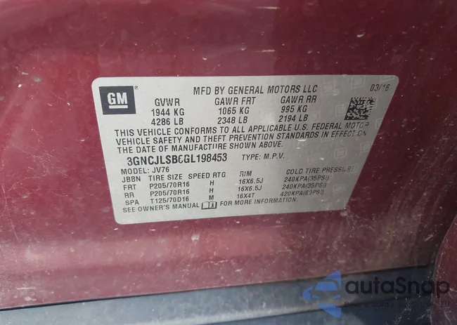 3GNCJLSB6GL198453: 42325534