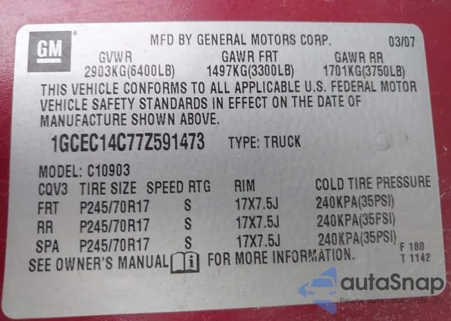 1GCEC14C77Z591473: 42325562