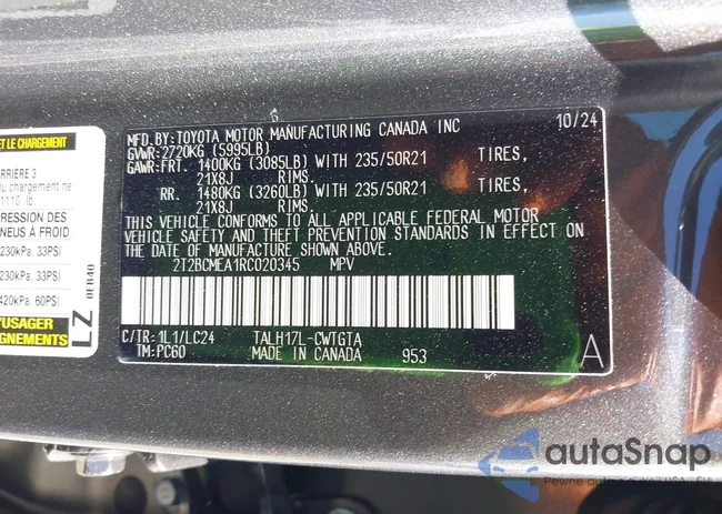 2T2BCMEA1RC020345: 42325667