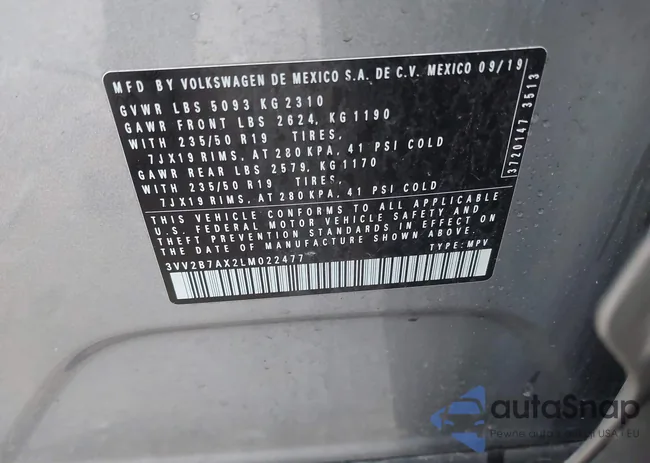 3VV2B7AX2LM022477: 42325714