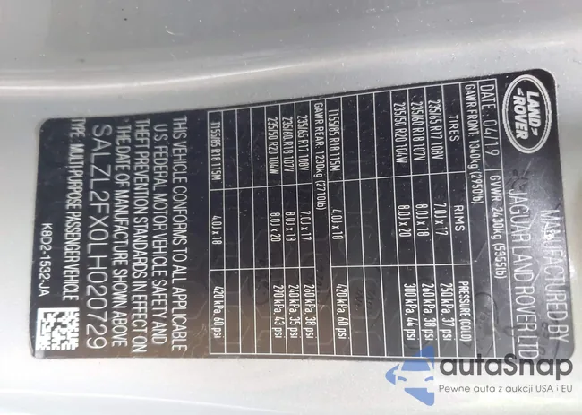 SALZL2FX0LH020729: 42325005