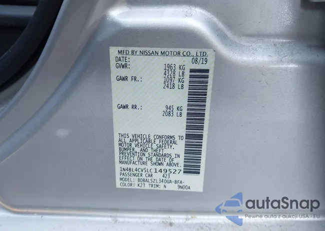 1N4BL4CV5LC149527: 42326484