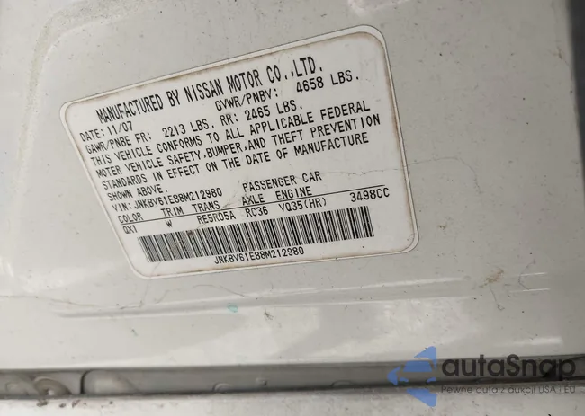 JNKBV61E88M212980: 42326547