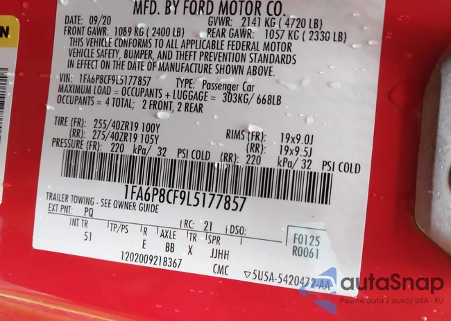 1FA6P8CF9L5177857: 42325922