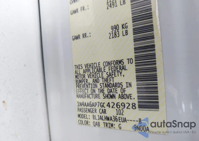 1N4AA6AP7GC426928: 42325938