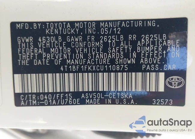 4T1BF1FKXCU110875: 42326106